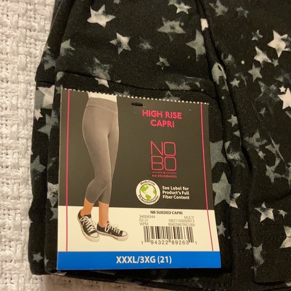 Stars High Rise Capri leggings Pant 3X black white - Picture 5 of 5